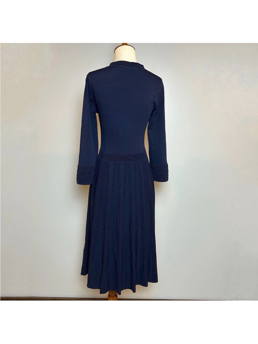 Boden Knit Midi Dress Navy Blue 3/4 Sleeve Preppy Classic - Picture 4 of 14